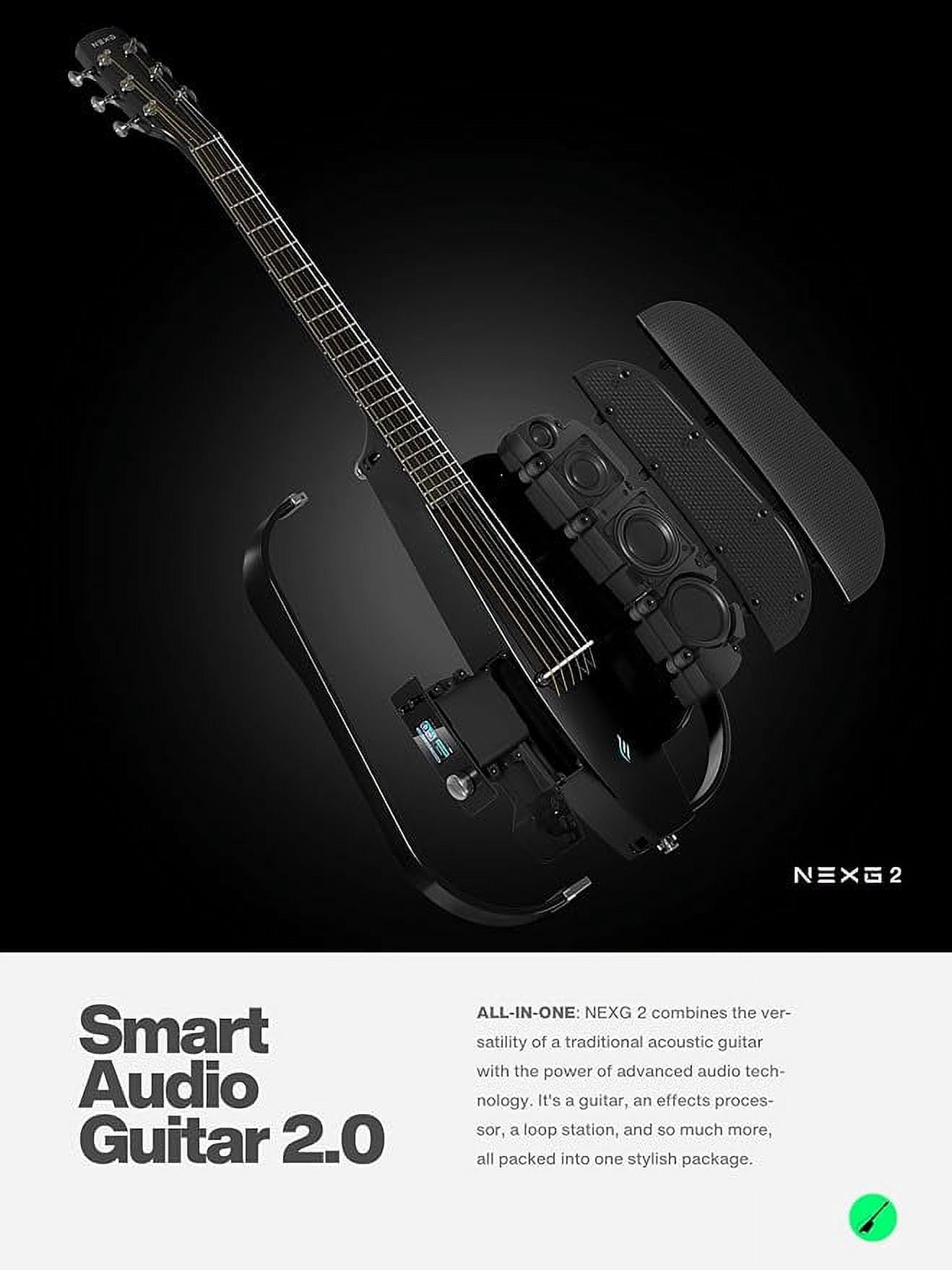 Enya NEXG 2 Basic Acoustic-Electric Guitar Carbon Fiber Travel Guitar Smart Acustica Electric Guitarra for Adults with 50W Wireless Speaker, Footswitch, and Gigbag(Black)
