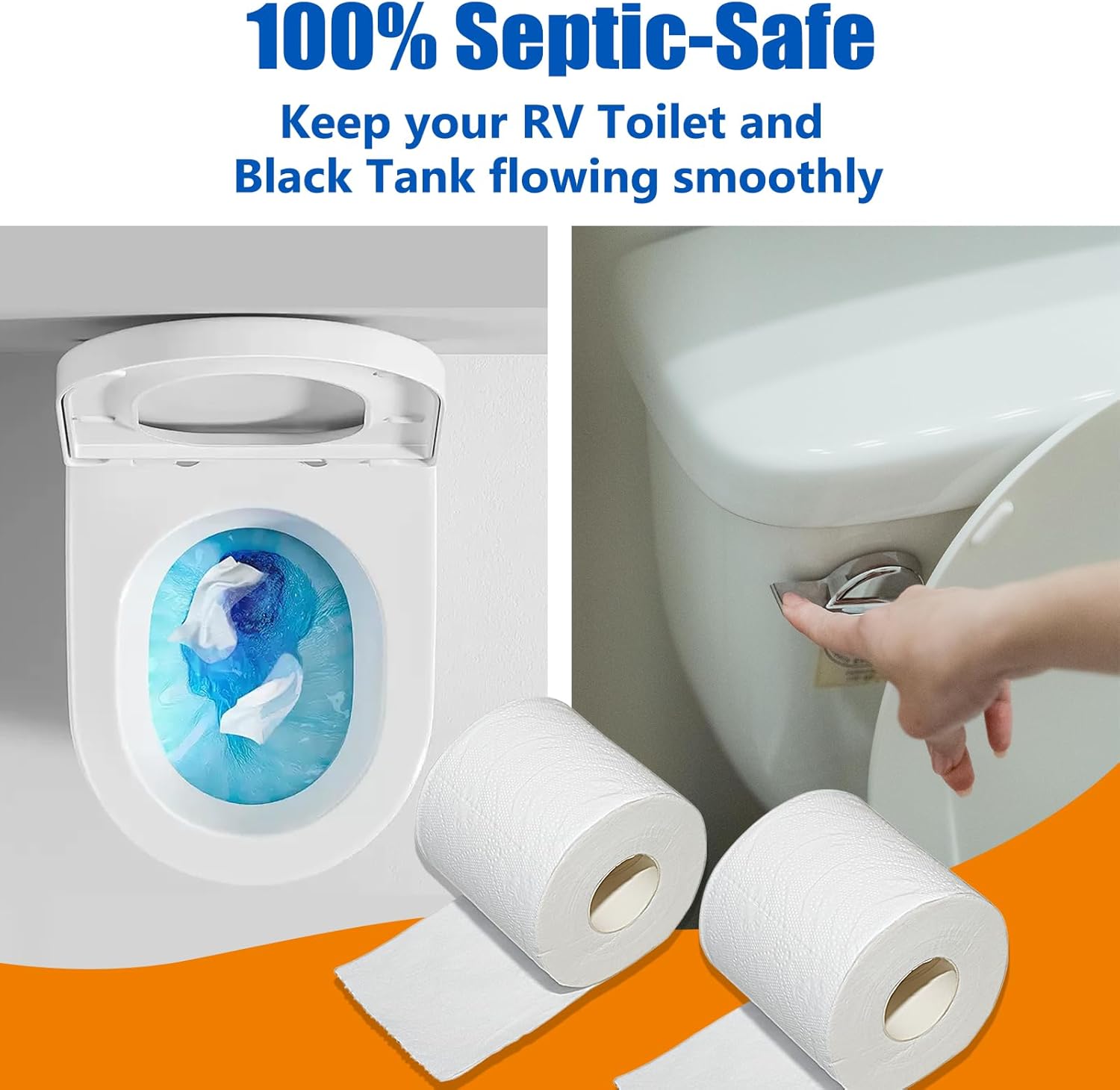 RV Toilet Paper - 12 Rolls, Rapid Dissolve, Septic Safe, Travel Toilet Tissue for RVs, Boats, Marine, Camper Accessories- 3 Ply, 290 Sheets