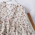 thumbnail image 4 of Ladies Korean Retro Floral V-Neck Flare Sleeve Topwoner Small Fresh Long Sleeve Shirt, 4 of 7