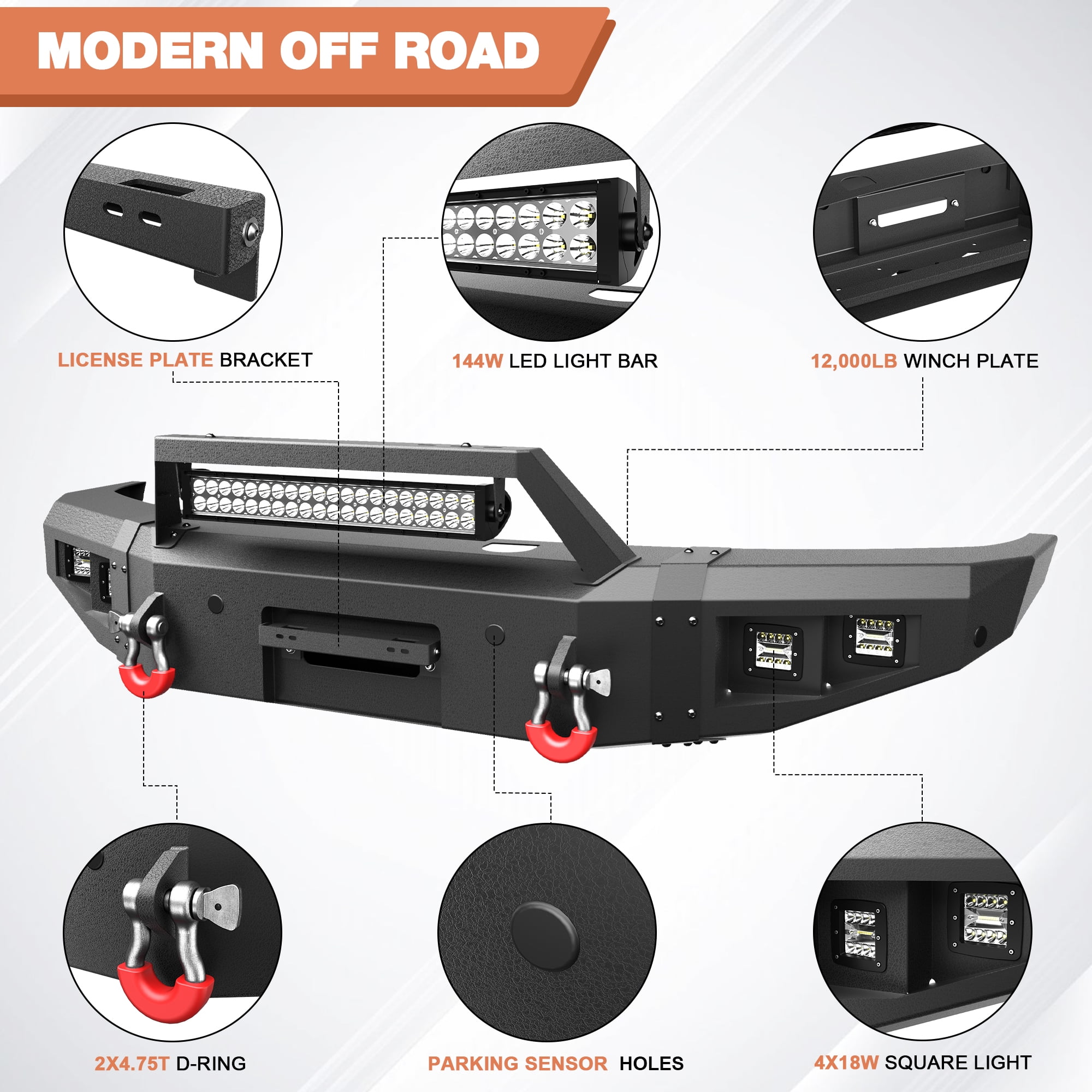 POFENZE F250 Front Bumper Compatible with 2017-2022 Ford F250/F350/F450 Pickup