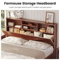 thumbnail image 3 of Farmhouse Queen Bed Frames with Bookcase Headboard, Wood Platform Bed with Storage and Charging Station, Cherry Red Brown, 3 of 13