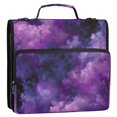 thumbnail image 2 of Water-Resistant 3-Ring Binder Organizer with Multiple Pockets Zipper Binder Bag for Office Purple and Black Tie-dye Texture, 2 of 8