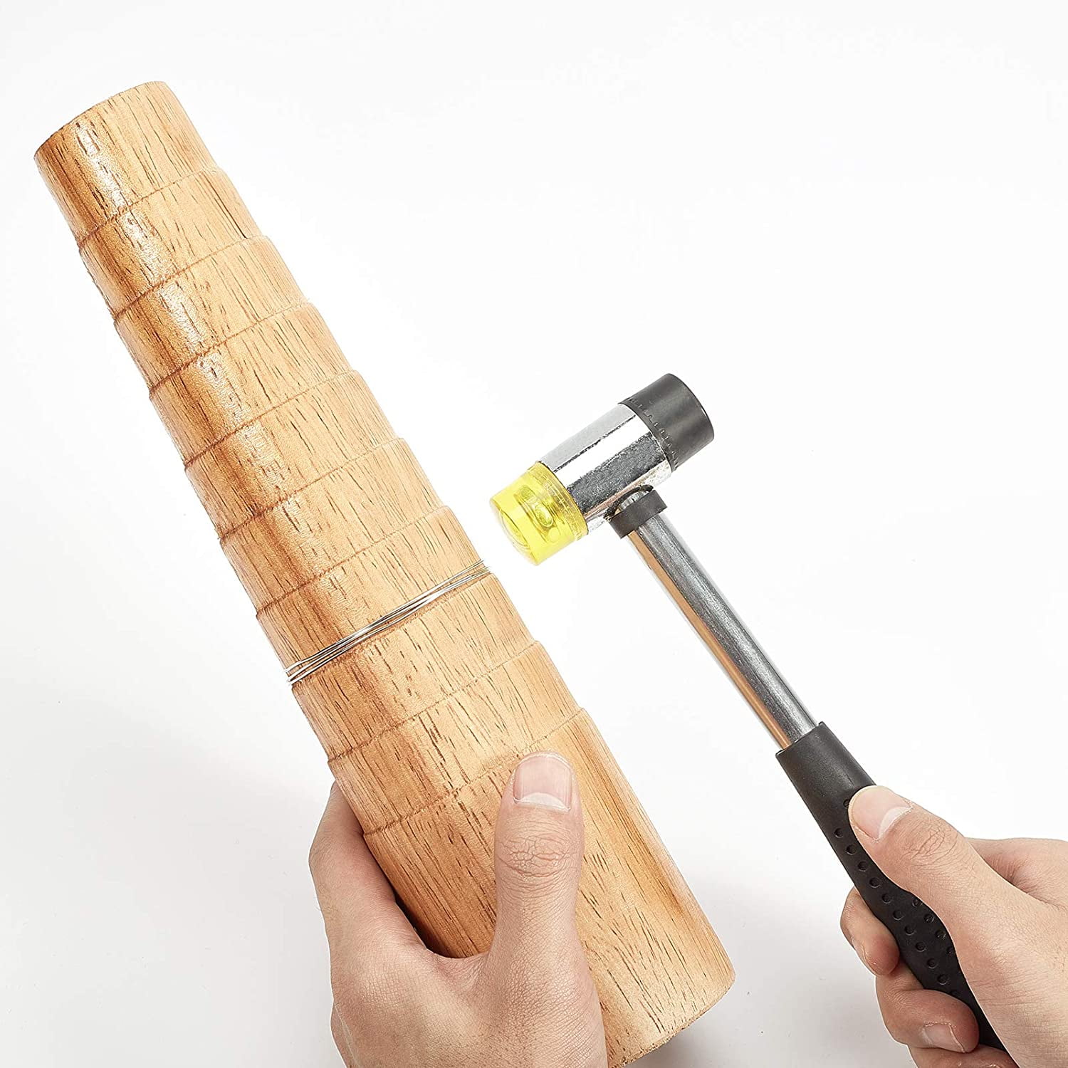 Jewelry Tool sets with Wooden Bracelet Sizing Bangle Mandrel and Steel Handle Installable Two Way Rubber Hammers diy