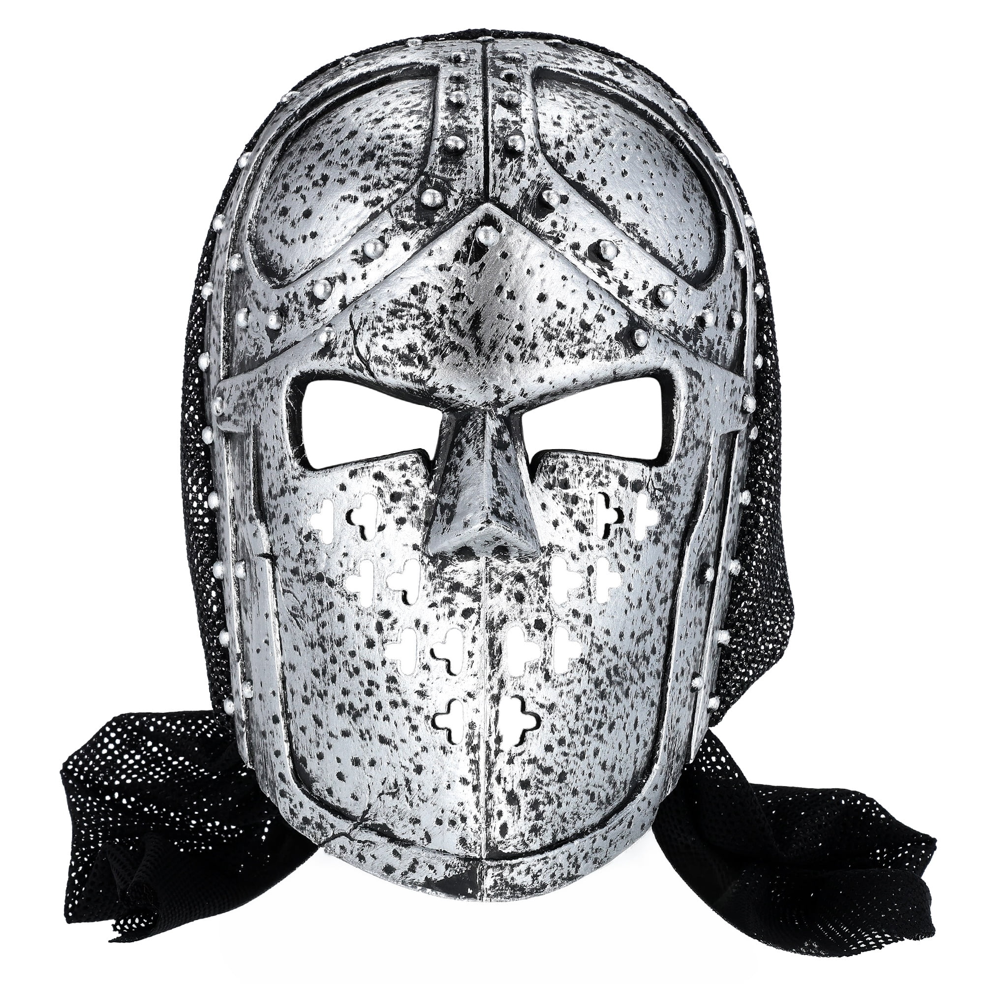 Iron Knight Mask Costume Accessory for Adults, Silver and Black, Halloween by Way To Celebrate