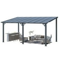 thumbnail image 1 of AECOJOY 10' x 16' FT Gazebo, Outdoor Waterproof Aluminum Pergola For Garden, Wall Mounted Patio Hard Top Gazebo Clearance in Black, 1 of 9