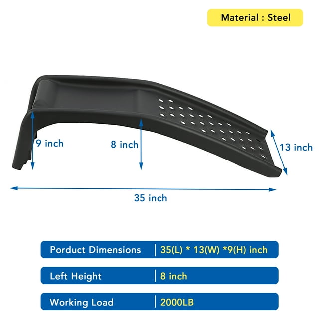 Ourlova 2-Pack 6500 lbs Heavy Duty Car Ramps Durable Solid Steel Ramps Set