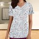 thumbnail image 2 of Tops Cortos para las Mujeres Impreso Bolsillo V-Cuello Enfermera Estilo Blusa, Casual Y Cómodo Manga Corta Superior, 2 of 5