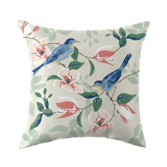 Mainstays 16 in x 16 in Blue Bird Outdoor Pillow, Multi-color