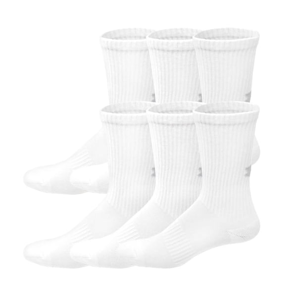 Calcetines Under Armour UA Cotton para hombre, tipo crew, 6 pares, blancos