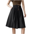 thumbnail image 4 of Utoimkio Women's Light Blue Culotte Shorts,High Waisted Cropped Wide Leg Trousers with Ruffled Waist and Buttons, 4 of 6