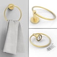 thumbnail image 3 of RARXTR Bathroom Wall Mounted Hardware Set 2 Pieces Black Towel Ring and Toilet Paper Holder, Stainless Steel, Brushed Gold, 3 of 7