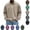Khaki, variant on OIOLOYJM Mens Loose Fit Long Sleeve Sweatshirt Vintage Washed Button Up Collar Casual Solid Polo Shirts Fashion Fall Outdoor Casual Daily Pullover Tops