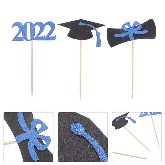 TINKSKY 24pcs Graduation Cake Picks with Unique Themed Designs for Home Party Decorations and Celebration Props