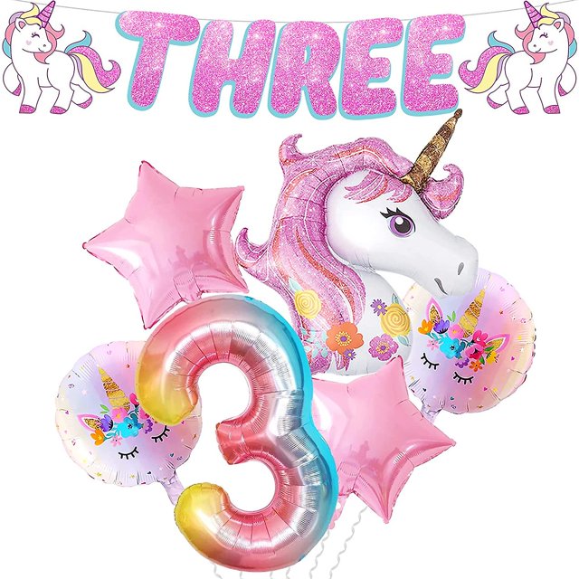 Decoraciones De Unicornio Para 5to Cumpleaños Niña - Cinco Pancartas Con Purpurina, Globo Número 5 De 40 Pulgadas - Globo De Unicornio Gigante, 43 Pulgadas - Decoraciones De Unicornio Para Cumple