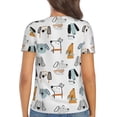 thumbnail image 3 of Honeii Puppy Print Women's V-Neck T-Shirt,Short Sleeve V Neck Tees Tops for Women , Perfect for Work, Travel, and Everyday Wear, 3 of 7