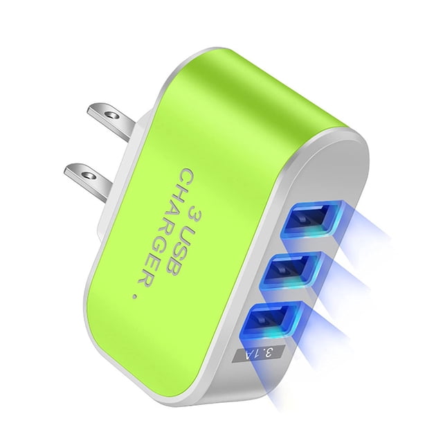 Justharion Chargeur Prise US USB LED 1000mA Adaptateur de Charge pour Cellulaire Tablette avec Indicateur Circuit Portable pour Protection Bloc d'Alimentation Vert 1Ensemble