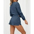 thumbnail image 3 of Ensemble Décontracté pour Femmes, Col Rond Manches Longues + Shorts à Cordon, 3 of 6