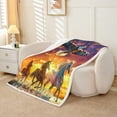 thumbnail image 2 of Galloping Horse Throw Blanket,Flying Eagle Sunset Seaside Bed Blanket ,Wild Animal Western Cowboy Rustic Fleece Blanket,Yellow Fuzzy Blanket, (30 x 39 Inches), 2 of 6