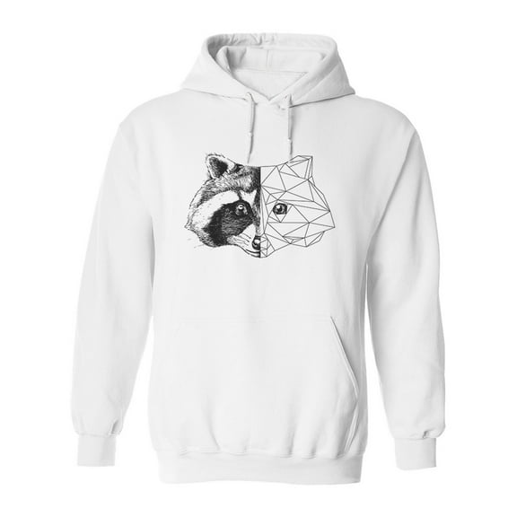 Realistic And Polygonal Raccoon Hoodie Men -Image by Shutterstock, Male XX-Large