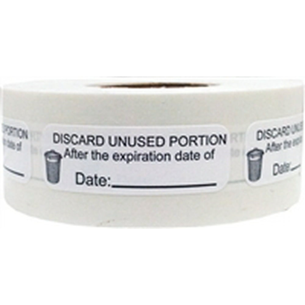 Discard Unused Portion After Date Medical Labels 0.5 x 1.5" inches