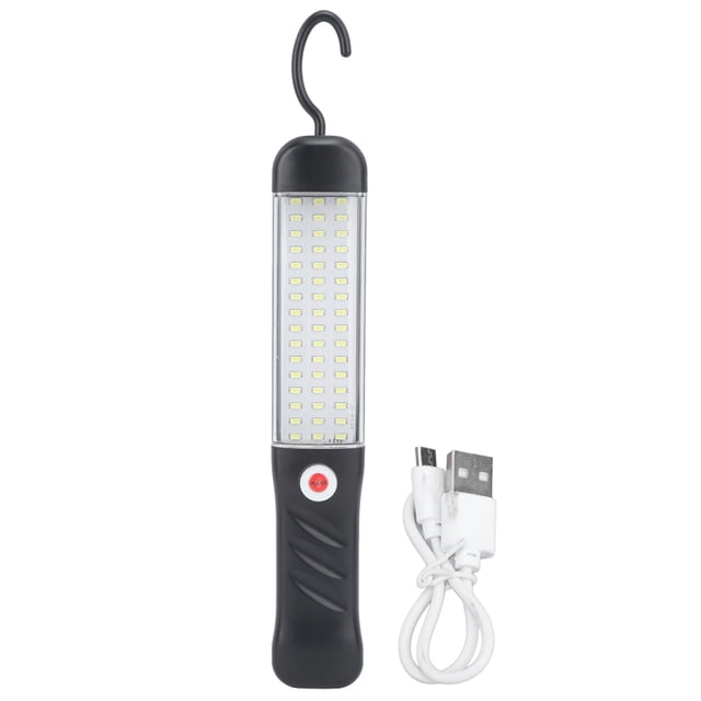 Linterna de trabajo magnética, 3 modos, 6000K, recargable por USB, antideslizante, plegable, con gancho de carcasa de ABS, luz LED de trabajo para acampar