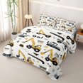 thumbnail image 3 of Castle Fairy Cartoon Doodle Excavator Truck Quilt King for Boys,Construction Vehicle King Coverlet Set,Yellow Gray, 3 of 7