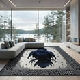 thumbnail image 2 of ODIKA 8'x10' Washable Area Rug Crow Gothic Raven Norse Knot Runic Border Mystical Skull Damask for Living Room, Under Sectional, Family , Durable, Non-Slip, 2 of 7