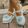 thumbnail image 2 of Womens Platform Wedge Mary Jane Dress Shoes Vintage Flower Leather Espadrilles Chunky Heeled Dressy Loafers, 2 of 7