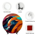 thumbnail image 4 of Balery Abstract Fabric Color Waves Print Bone China Decorative Plate Ceramic Dinner Plates Art Crafts with Display Stand-10in, 4 of 6