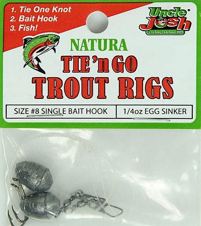 Uncle Josh Freshwater Natural Tie 'N Go Soft Plastics Trout Rigs, Size 8, 1/4 oz., Lake,Stream