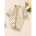 thumbnail image 5 of Elippeo Baby Girl Boy Knitted Jumpsuit 3M 6M 12M 18M 24M  Checkerboard Round Neck Long Sleeve Button Up Rompers for Toddlers, 0-24 Months, 5 of 10