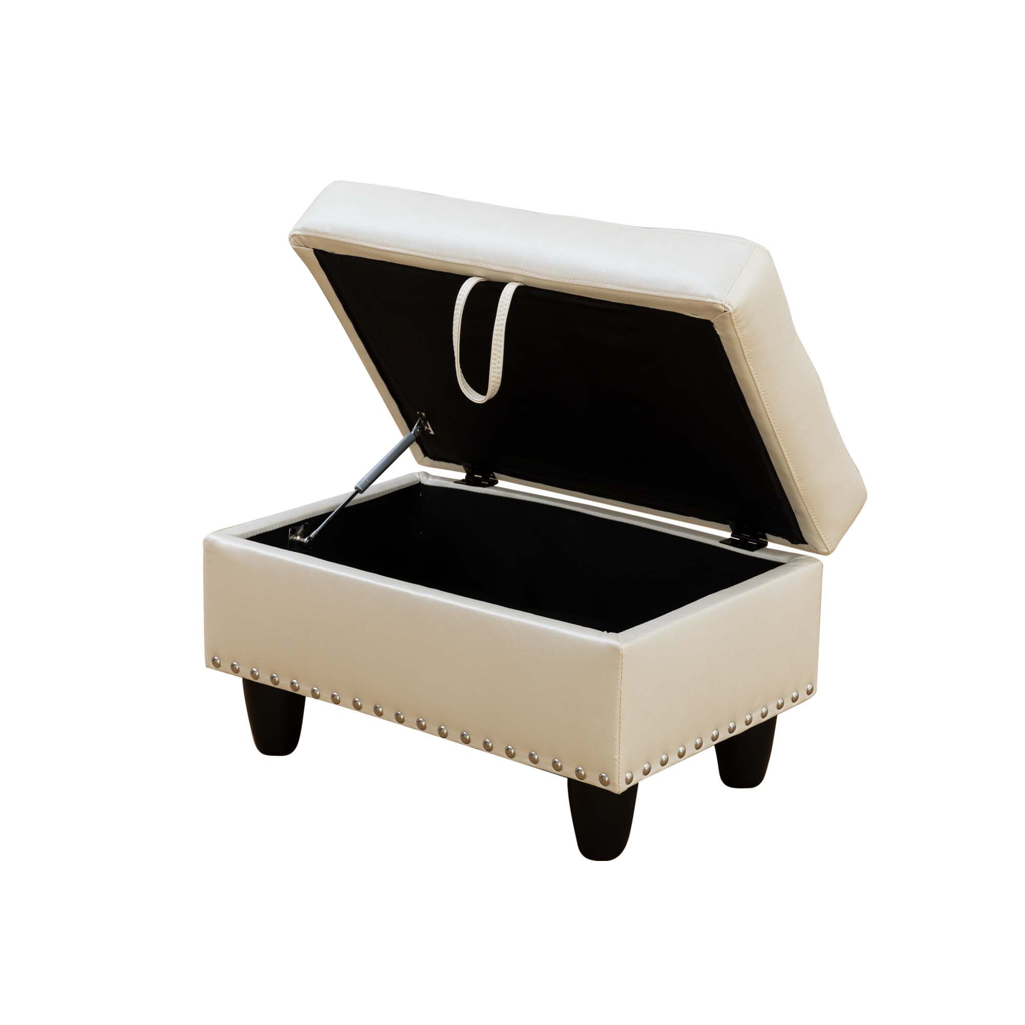 MAYEERTY Faux Leather Ottoman with Storage for Modular Sectional Sofa, White