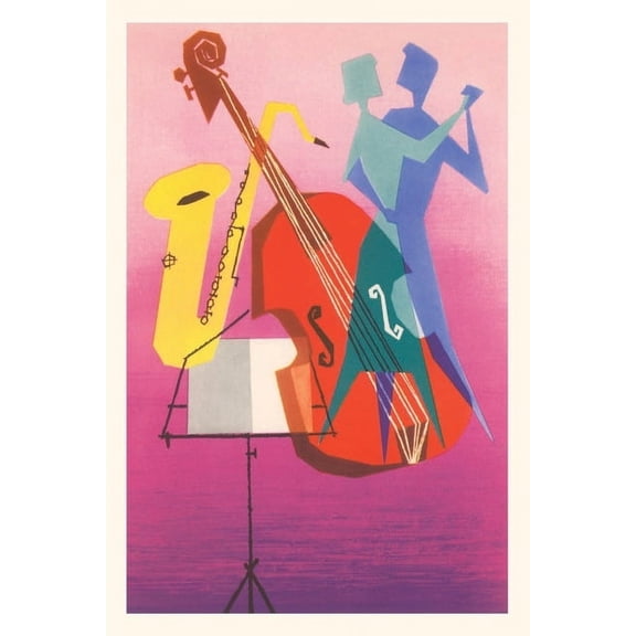 Pocket Sized - Found Image Press Journals: Vintage Journal Stylized Bass and Saxophone (Paperback)
