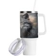 thumbnail image 2 of SKYSONIC 40oz Tumbler with Handle and Straw Lid Double Stainless Steel Vacuum Insulated Travel Mug for Hot Cold Water,Wolf, 2 of 7