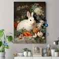 thumbnail image 4 of QISVANSET White Rabbit Carrots Floral Arrangement Canvas Wall Art 15.75x11.81 Inches, 4 of 5