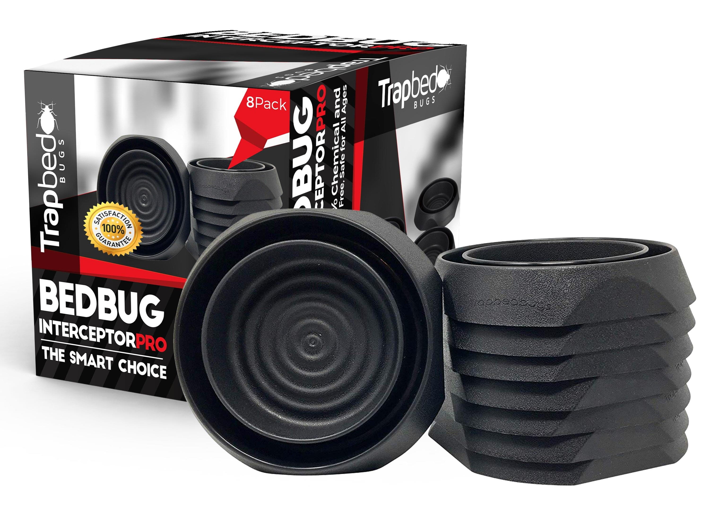 Bed Bug Interceptors Bed Bug Trap 8 Pack Black Revolutionary Design 
