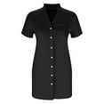 thumbnail image 5 of Elvqul Solid Nightgowns for Women Short Sleeve Summer Loungewear Black Holiday Button up Nighty Nightgowns, 5 of 7