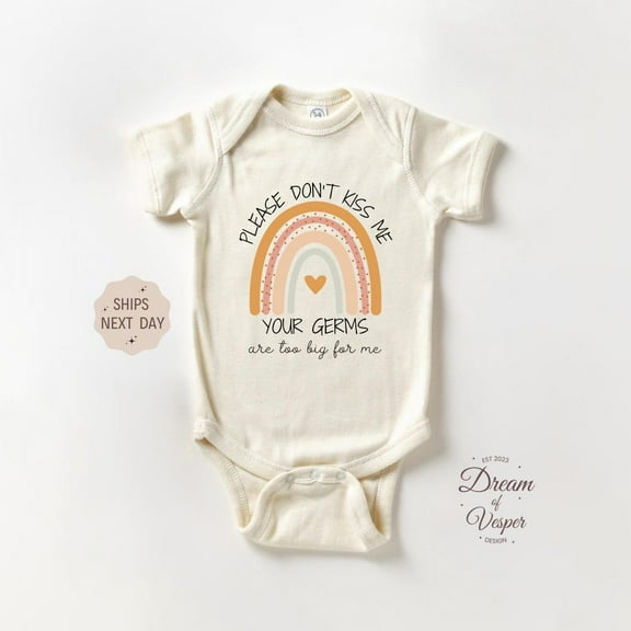 Baby Bodysuit BELLA CANVAS Please Don'T Kiss Me Baby Onesie, Funny Newborn Bodysuit, Germ Free Baby Onesie, Retro Natural Baby Onesie, Cute Baby Shower Gift