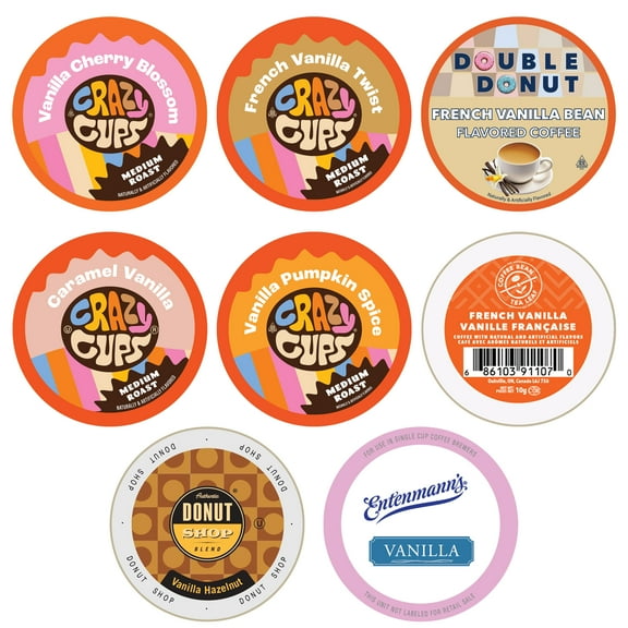 Perfect Samplers French Vanilla Coffee Pods Variety Pack, Medium Roast Coffee for Keurig K Cups Machines, Vanilla Coffee Pods Sampler, 30 Count