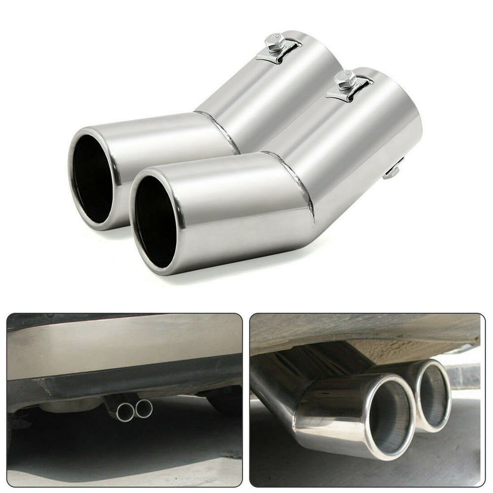 2x Car Chrome Curved Exhaust Tail Muffler Tip Pipe Fit Diameter 3/5" to 1 1/2"