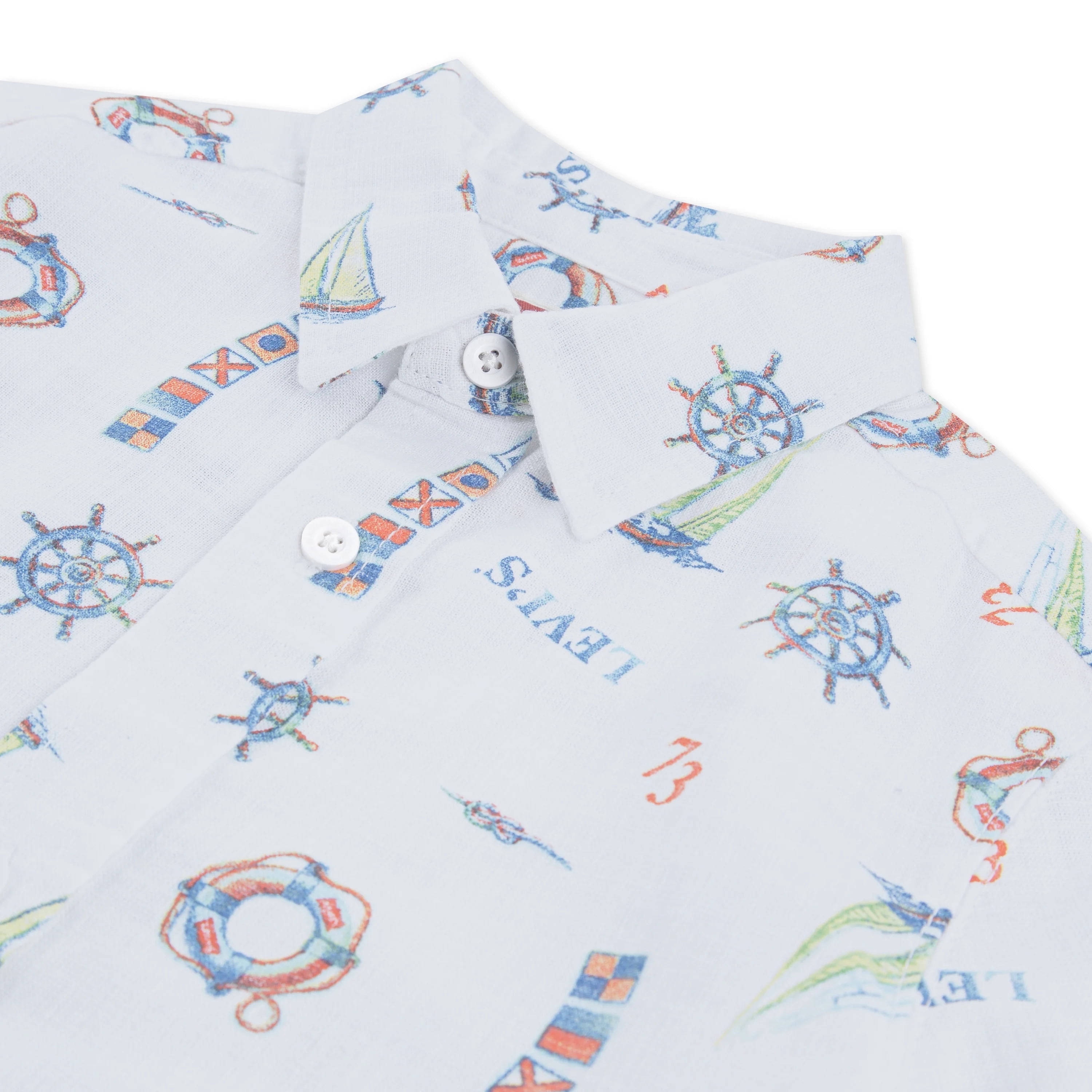 Levi's Boys' Print Textured Button Up Cotton Shirt with Short Sleeves, Sizes 8-20