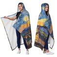 thumbnail image 2 of Black Cat Wearable Blanket Hoodies for Women Men Adults Cat Lovers Soft Cozy Starry Sky Cats Hooded Blankets for Bedding Travel Decor Birthday Gifts 50X60 Inch, 2 of 5