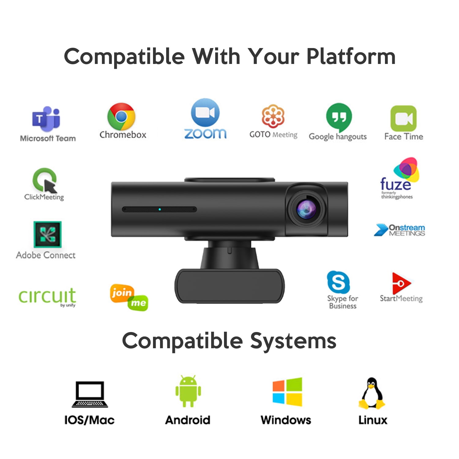 TOALLIN GC80 4K AI Tracking Webcam with Gesture Control, PTZ Streaming Camera, Dual Microphones, USB Plug & Play, for PC/Mac/Laptop/Conferencing