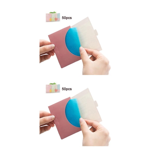 Seitruly Paquete de 50 hojas de papel secantes absorbentes de aceite portátiles para mujer, papel de limpieza de maquillaje de belleza Type4 NO4
