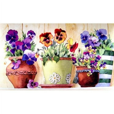 Custom Printed Rugs Dm-35 Potted Pansies Door Mat