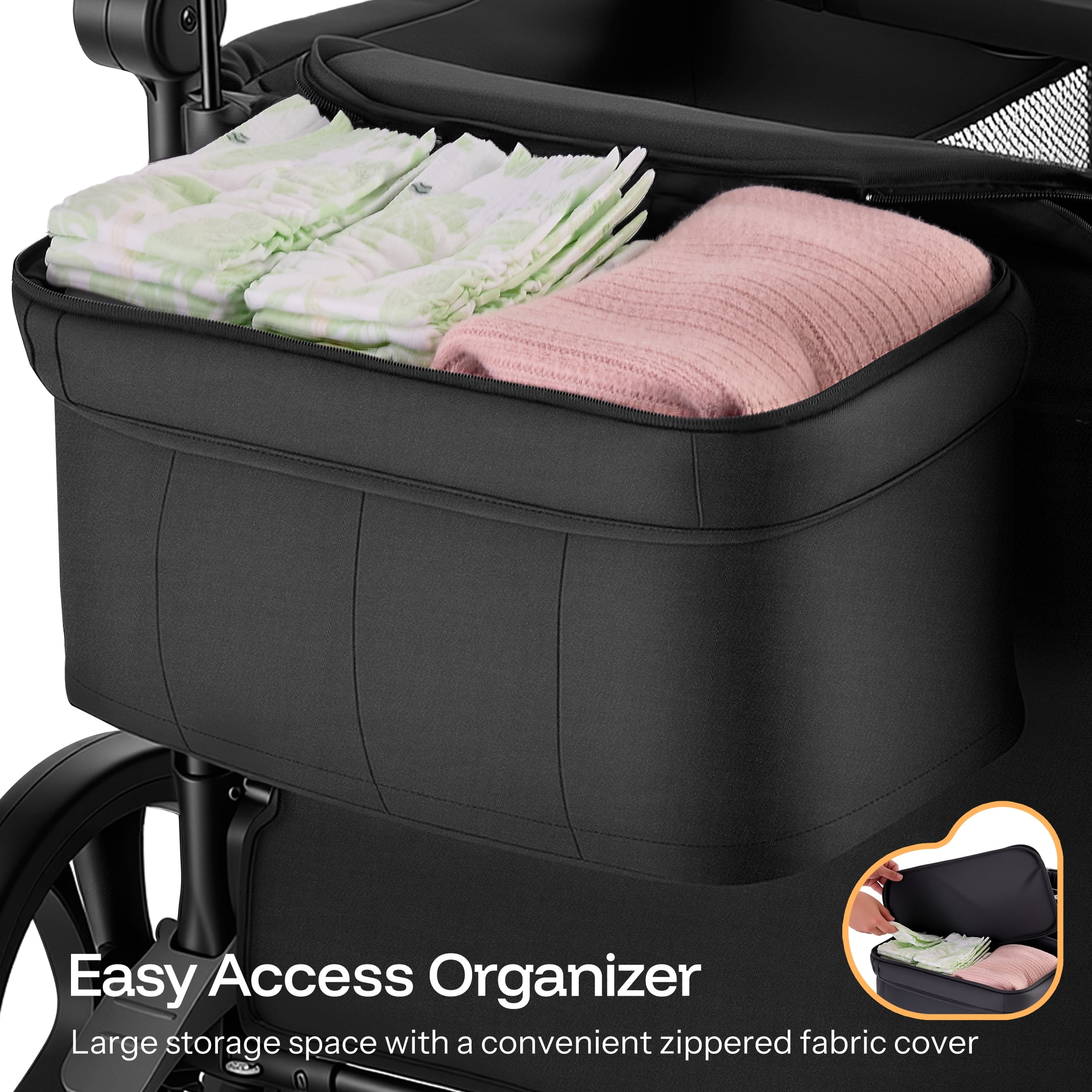 HARPPA Foldable Wagon Stroller for 4 Kids with 5-Point Harness, Canopy, Black