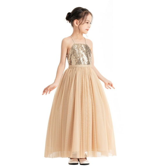 Ekidsbridal Spaghetti Straps Sequin Lace Up Flower Girl Dress Junior Pageant 122 12