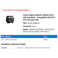 thumbnail image 2 of Lower Engine Undercar Shield Cover - with Insulation - Compatible with 2011 - 2014 Chrysler 200 2012 2013, 2 of 2