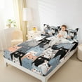 thumbnail image 4 of jejeloiu Kawaii Cat Kitten Twin Sheet Sets,Cute Cartoon Animal Twin Fitted Sheet,Pet Lovers Flat Sheet For Kids,Super Cozy Room Decor,3pcs, 4 of 7