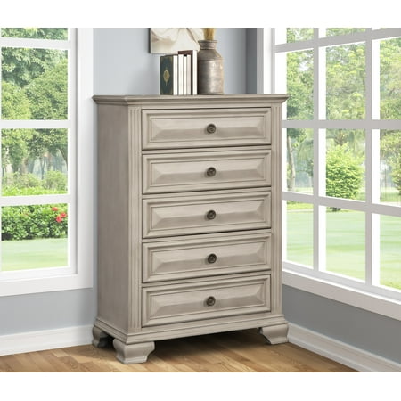 Renova Distressed Parchment 5-Drawer Chest